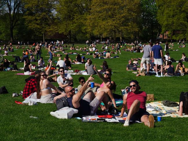 New Yorkers without proper protective gear descended on Central Park on the weekend. Picture: Getty Images/AFP