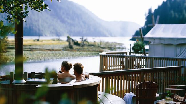 Outdoor spa at Clayoquot Wilderness Resort, Canada.