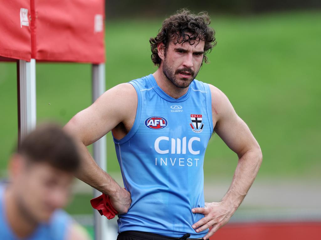 Max King at Kilda pre-season training at RSEA Park this month. Picture: Mark Stewart