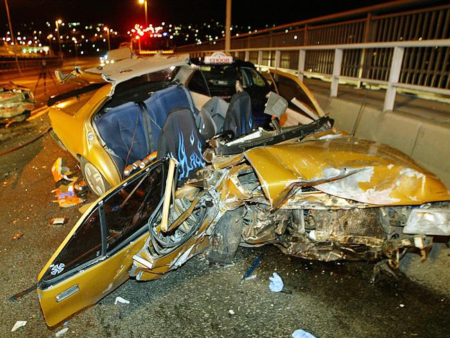 Some of the wreckage strewn across the bridge.