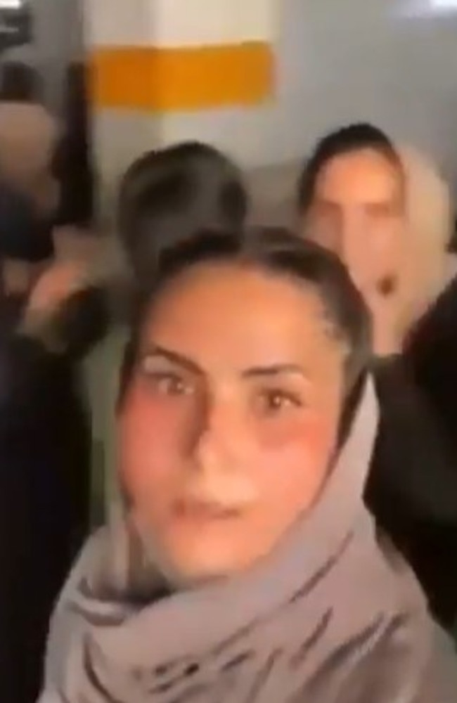 A woman films herself after reportedly being rounded up with other women ‘like cattle’ after protesting against the Taliban.