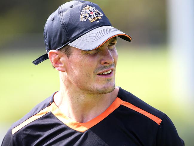 New recruit Matt Ballin in camp with the West Tigers at Nelson Bay. Picture by Peter Lorimer.