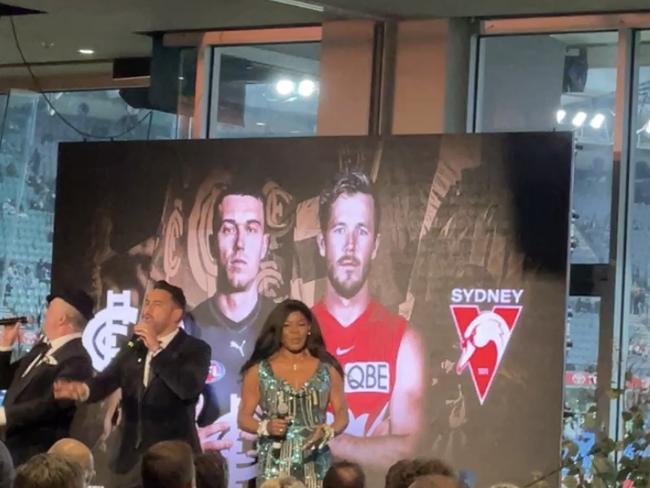 Marcia Hines at the AFL function, where she wowed guests with two songs.