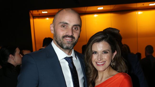 AFL. North Melbourne Football Club 150th Anniversary Celebrations at Melbourne Convention and Exhibition Centre. Coach Rhyce Shaw with his wife Lia. Picture : Ian Currie