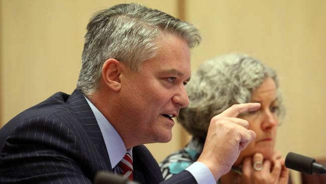 Finance Minister Mathias Cormann during a Senate estimates committee hearing today. Picture Gary Ramage