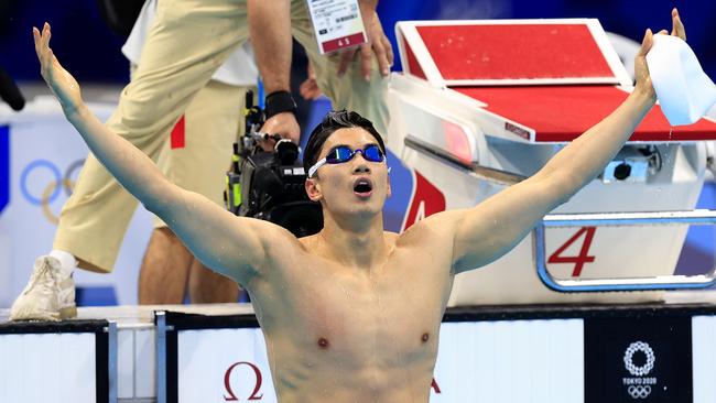 China's Shun Wang wins Gold in the Men's 200m Individual Medley Final in Tokyo. Picture: Adam Head