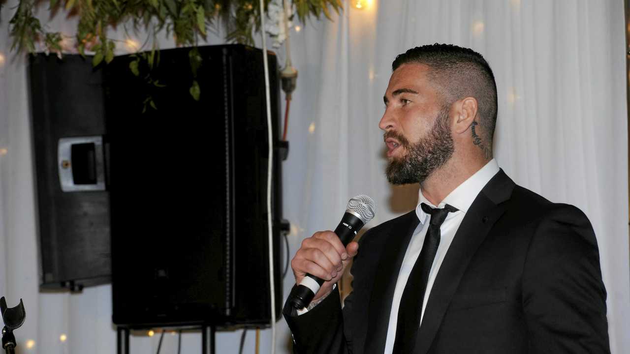 Manly Sea Eagle's player Joel Thompson at the Black Tie Ball for mental health at the Grafton District Services Club on August 25, 2018. Picture: Caitlan Charles