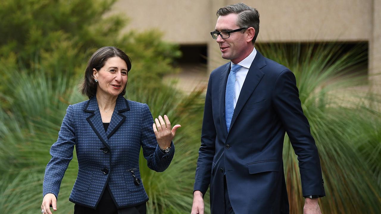 Then-premier Gladys Berejiklian with then-treasurer Perrottet. Picture: AAP Image