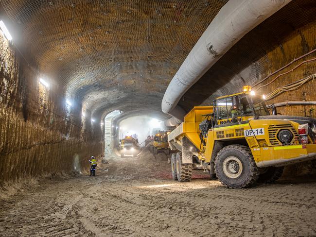 Inside construction of the M4-M5 Link tunnels in Sydney's inner west. Picture: WestConnex