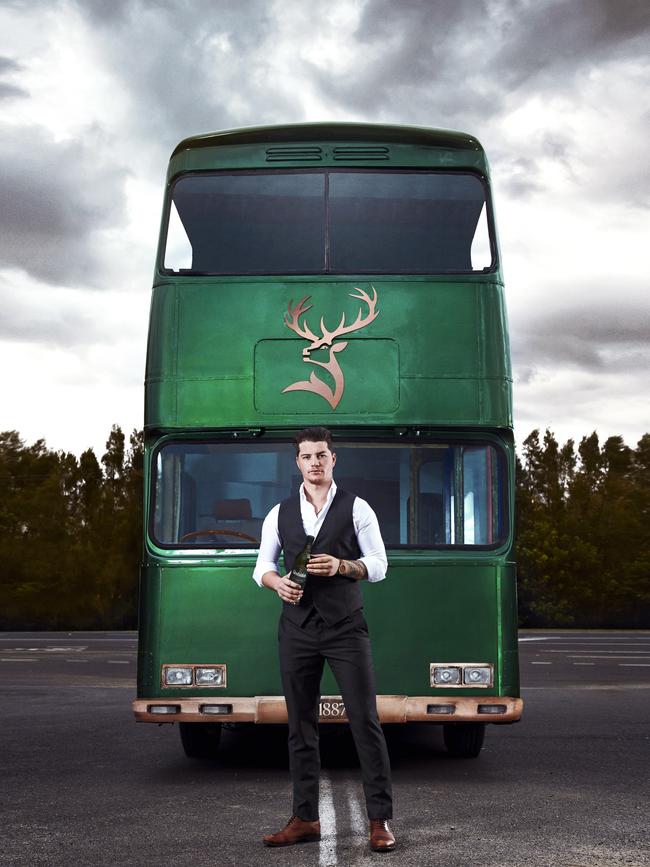 Glenfiddich brand ambassador Luke Sanderson with the Glenfiddich Whisky Wanderer.