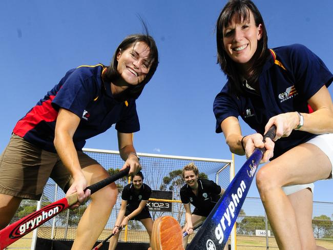 Juliet Haslam, left, is pictured with basketball legend Rachael Sporn in 2009. Picture: IAN RODDIE