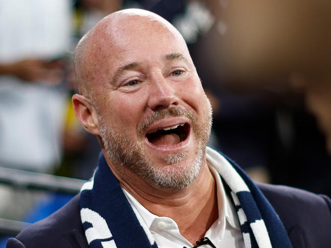 MELBOURNE, AUSTRALIA - MARCH 14: Carlton President Luke Sayers celebrates during the 2024 AFL Round 01 match between the Carlton Blues and the Richmond Tigers at the Melbourne Cricket Ground on March 14, 2024 in Melbourne, Australia. (Photo by Michael Willson/AFL Photos via Getty Images)