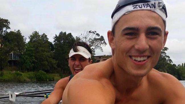 Stefan Zupan (front), 18, was injured in the Malvern East crash. Picture: Facebook