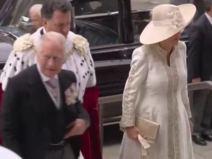 Prince Charles and Camilla arrive at the church. Picture: Sky UK