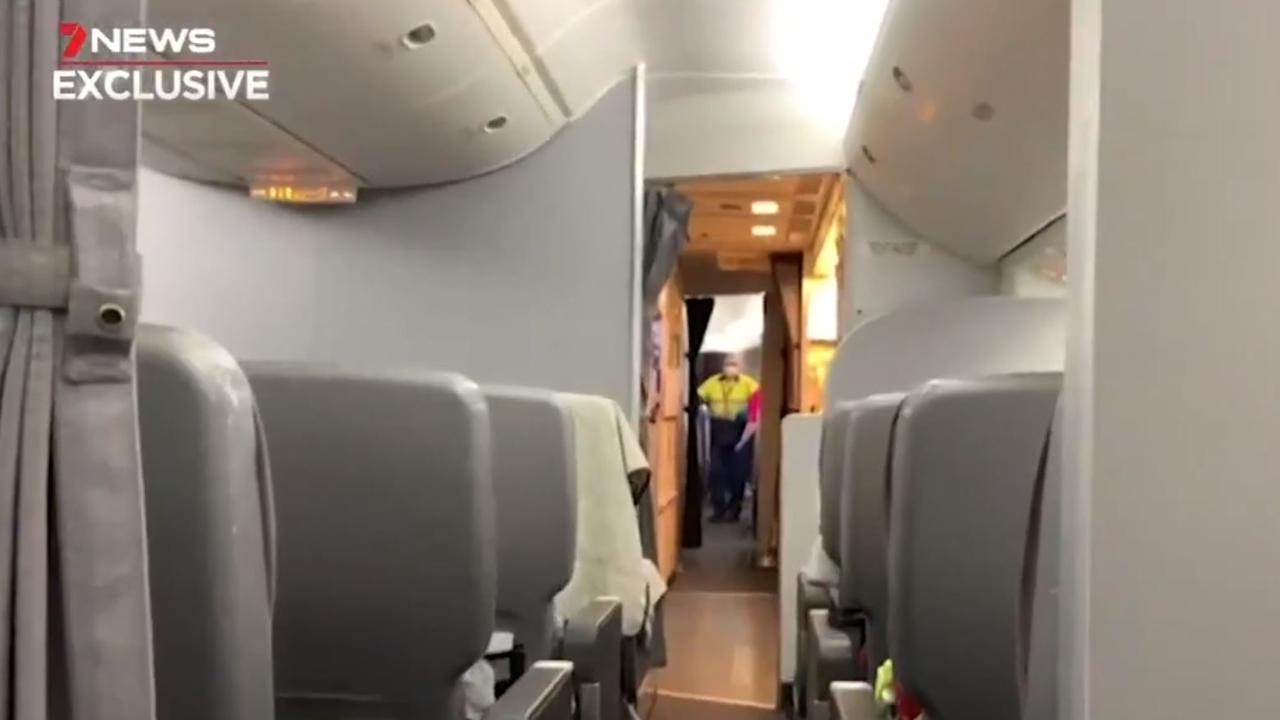 Mr Kellett shows what the flight looked like travelling back from Wuhan. Picture: 7 News