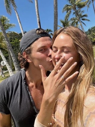 Josh Wallis and Ruby Brownless celebrate their engagement. Photo: Instagram.