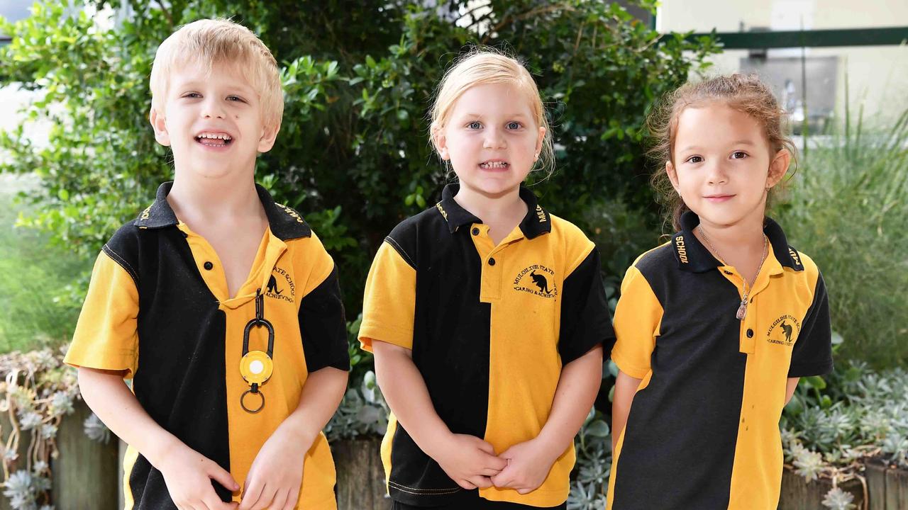 Mulgildie State School Preps. From left:, Leon, Sophia, Hannah. Picture: Patrick Woods.