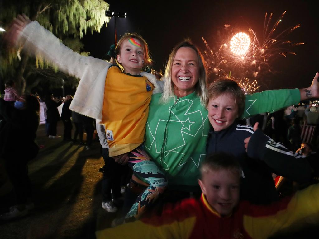 2032 Olympic Games announcement celebration at Kurrawa-Pratten Parklands. We get the games!!!!!!!. Brooke Hanson celebrates with her family.. Picture Glenn Hampson