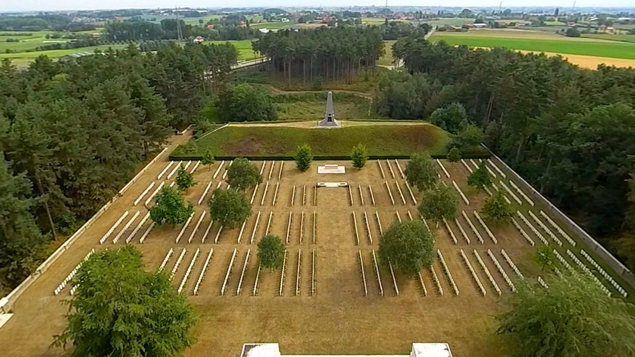 Vision from the ANZAC 360 drone. Budgen’s extraordinary actions took place in the area to the right of this still — in the app you can see all around, ground-level and from above.