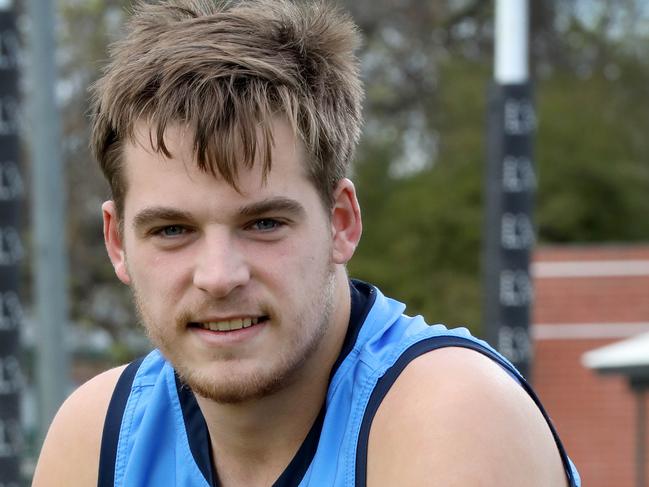 SANFL -  Sturt Footballer Casey Voss wearing mental health arm band. 10 August 2021. Picture Dean Martin