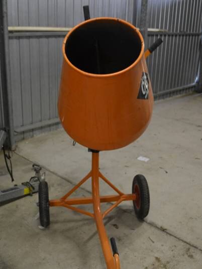 The cement mixer was used in a commercial scale production to mix the drugs and cutting agent. Picture: SA Police