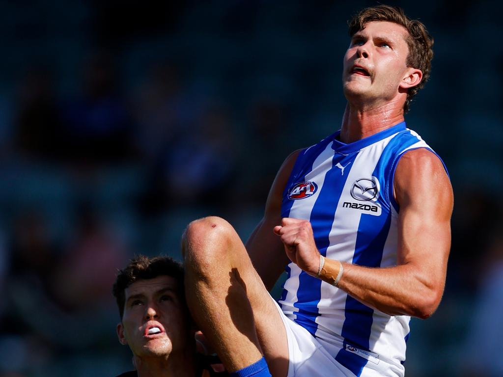 Comben has delayed contract talks with Arden St until the end of the season. (Photo by Dylan Burns/AFL Photos via Getty Images)