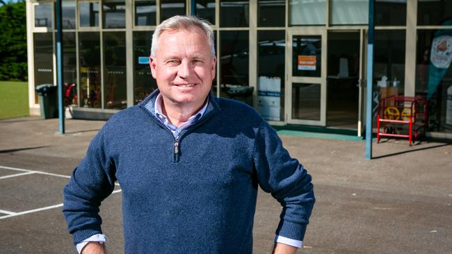 Premier Jeremy Rockliff votes at Sassafras Primary School booth. Tasmanian State Election 2024. Picture: Patrick Gee