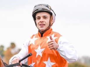 The late Chris Caserta after booting home Queen La Diva to win at Flemington in 2020. Picture : Racing Photos via Getty Images.