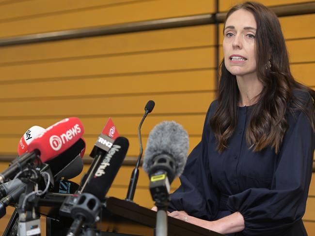 NAPIER, NEW ZEALAND - JANUARY 19: Prime Minister Jacinda Ardern announces her resignation at the War Memorial Centre on January 19, 2023 in Napier, New Zealand. (Photo by Kerry Marshall/Getty Images)