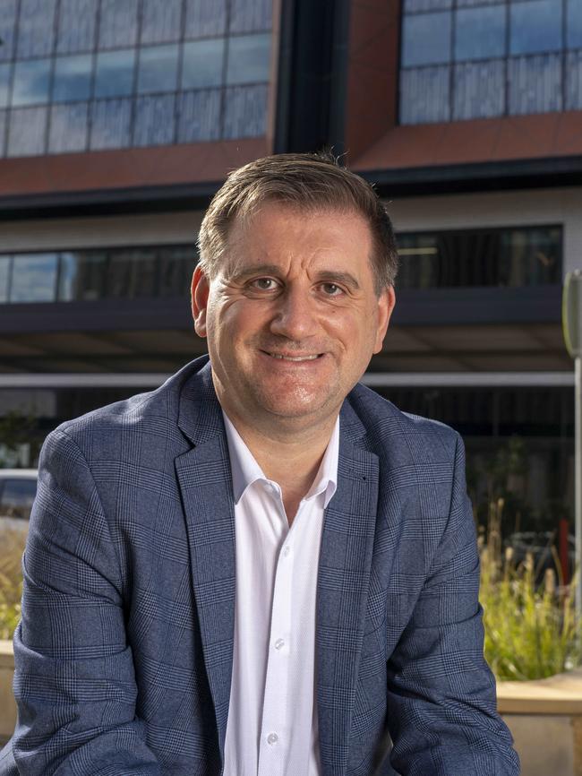 MANLY DAILY. Northern Beaches Hospital Andrew Newton CEO. Andrew photographed today 18th August 2020 outside the new hospital. Image Matthew Vasilescu