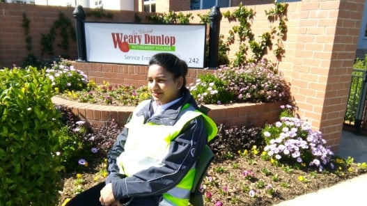 A security guard pictured out the front of Ryman Healthcare's Weary Dunlop retirement village in Wheelers Hill this morning. Picture: Supplied.