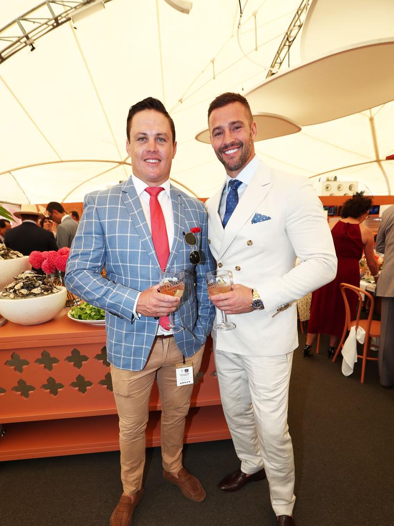 Matt McCarthy and Kris Smith at the Magic Millions race day. Photo: Jason O'Brien