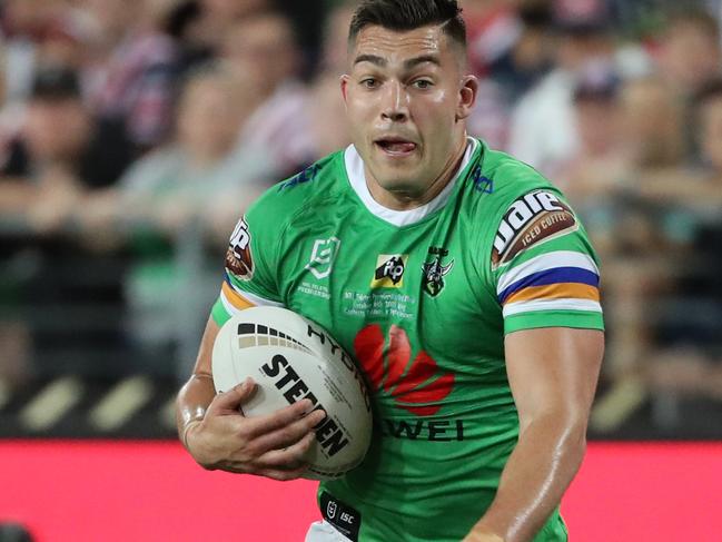 Nick Cotric during the 2019 NRL Grand Final between the Sydney Roosters and Canberra Raiders at ANZ Stadium, Sydney Olympic Park. Picture: Jonathan Ng