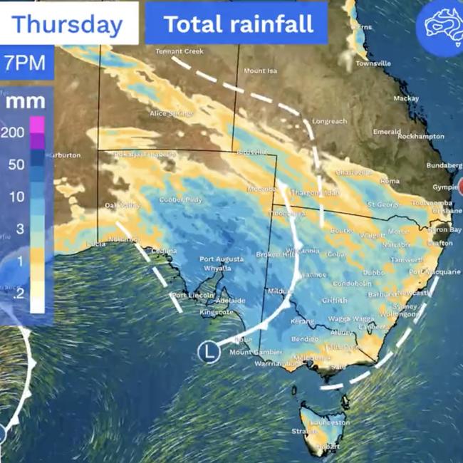 Rain has blanketed swathes of Australia this week. Picture: Bureau of Meteorology.