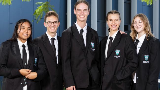 Bray Park State High School captains Lorieal Villar, Lachlan Coady, Thomas Coady, Sarah Hanson and Rachel Browning. Picture: Contributed