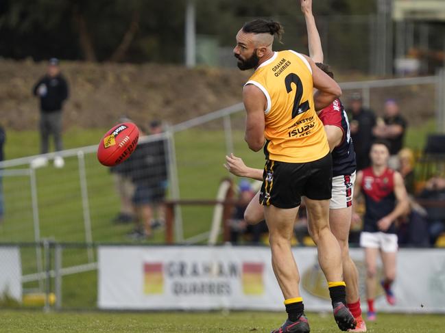 Frankston YCW champion Byron Barry in his 200th game. Picture: Valeriu Campan