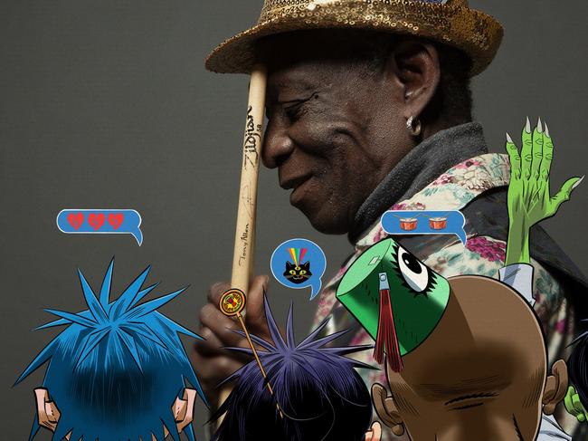 Gorillaz have just issued a new song, <i>How Far</i>?, that features not only UK rapper Skepta but drummer and Afrobeat pioneer Tony Allen, who sadly died recently. Picture: Warner