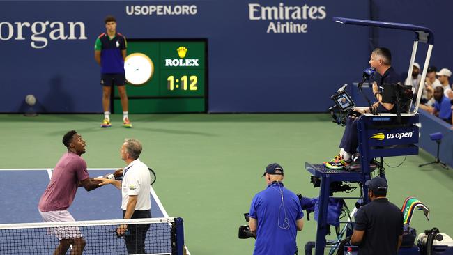 Monfils was left fuming at the chair umpire. (Photo by Jamie Squire/Getty Images)