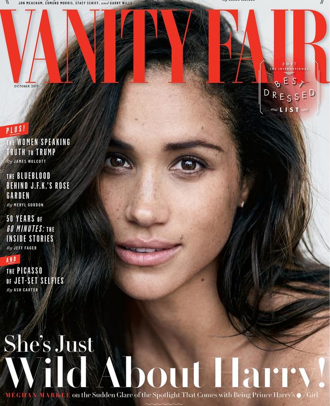 Vanity Fair’s 2017 cover declared Meghan “wild about Harry!” Picture: Peter Lindbergh for Vanity Fair