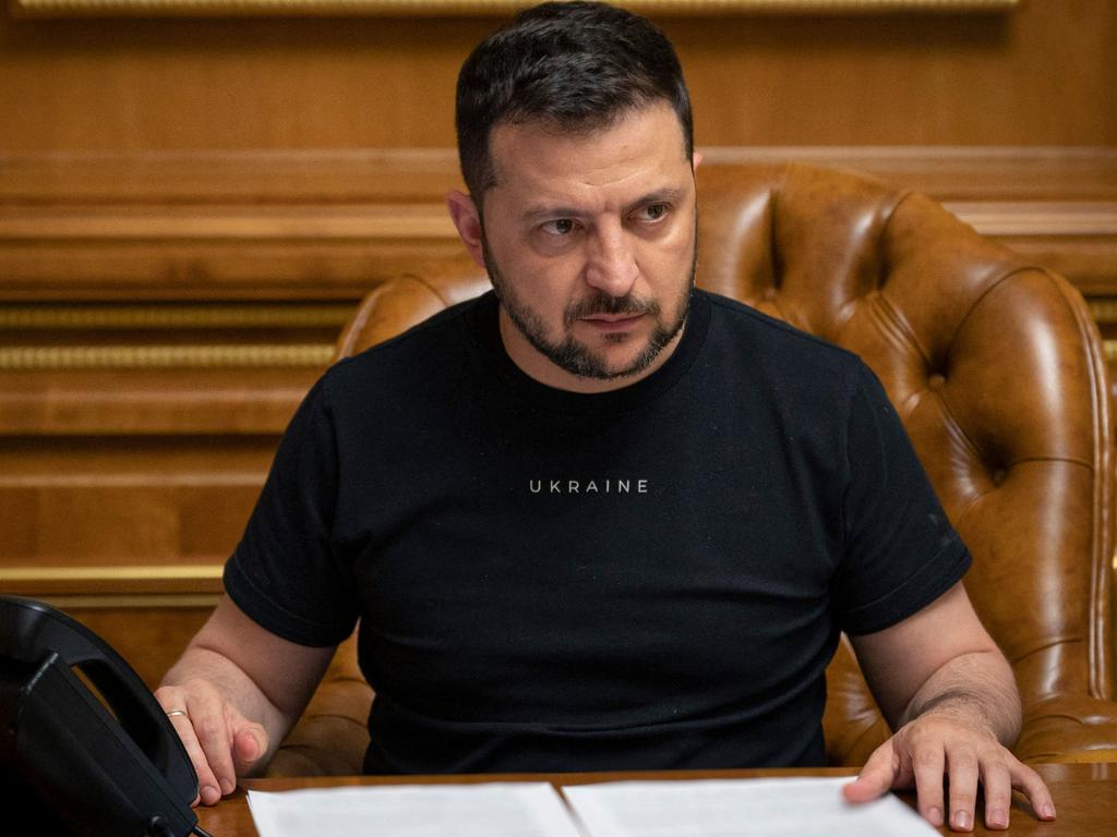 Ukrainian President Volodymyr Zelensky speaking during his telephone call with Britain's Prime Minister Rishi Sunak in Kyiv on June 19. Picture: Handout/Ukrainian presidential press service / AFP