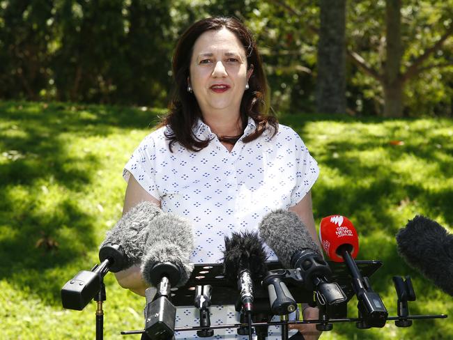 BRISBANE, AUSTRALIA - NewsWire Photos November 1, 2020: Queensland Premier Annastacia Palaszczuk addresses the media during a press conference in Brisbane. Picture: NCA NewsWire/Tertius Pickard