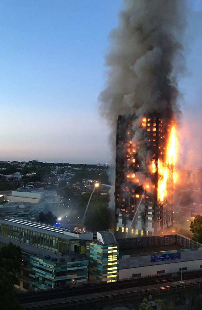 Grenfell Tower ablaze. Picture: AFP