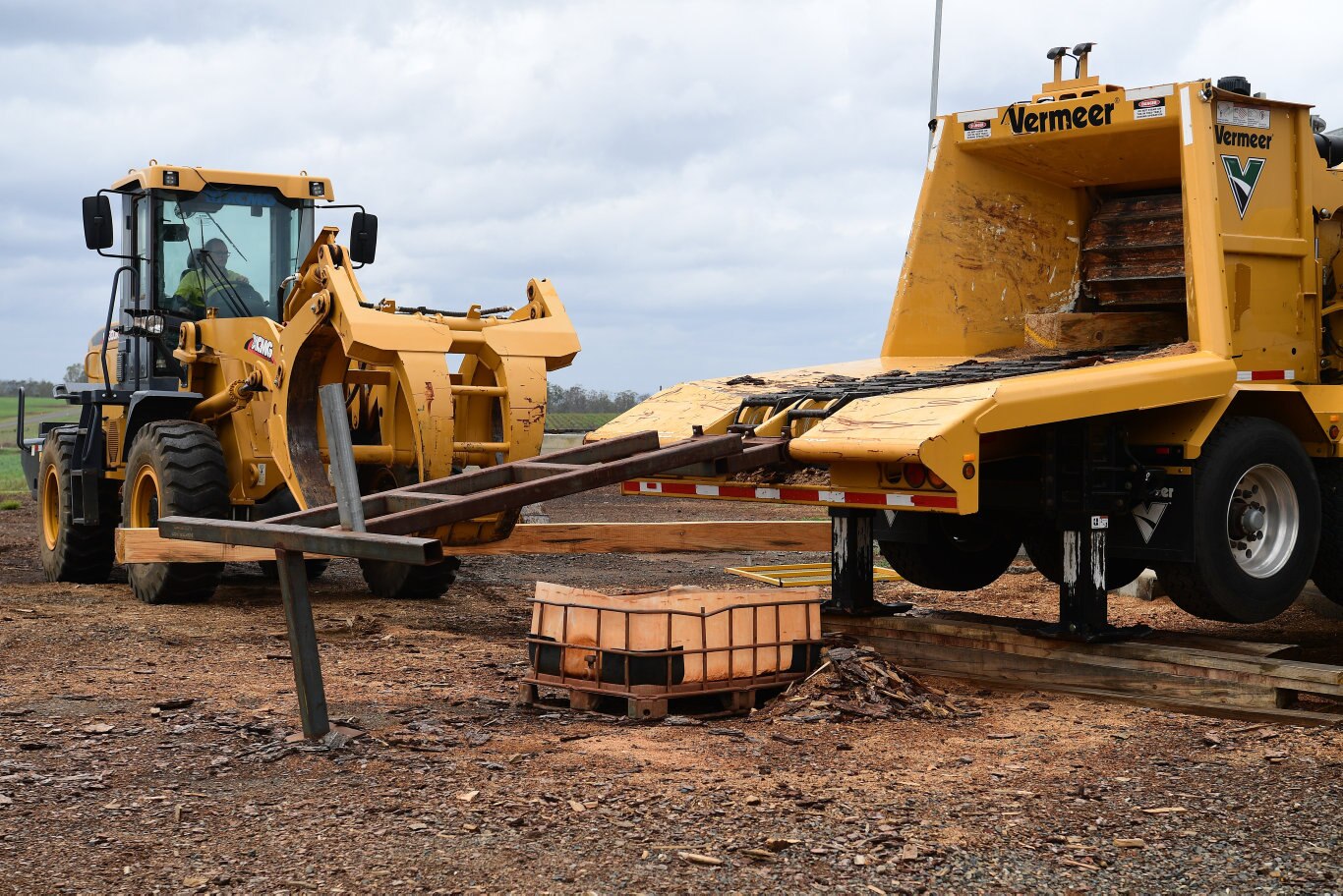 Andrew Robertson loading a pine core at the Essential Queensland manufacturing plant in Isis Central. Picture: Mike Knott