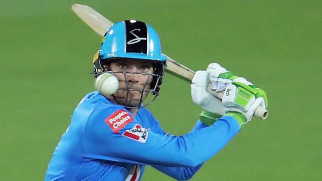 LAUNCESTON, AUSTRALIA - DECEMBER 15: Alex Carey of the Strikers bats during the Big Bash League match between Hobart Hurricanes and Adelaide Strikers at University of Tasmania Stadium, on December 15, 2020, in Launceston, Australia. (Photo by Matt King/Getty Images)