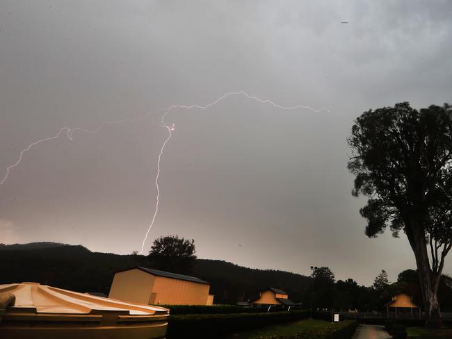 Lightning at Aquis Farm at Canungra, south-east Queensland. Picture Glenn Hampson