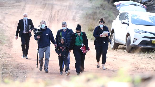 The brother of missing AJ takes detectives and a film crew on a re-enactment of events leading up to his disappearance on Friday. Picture: NCA NewsWire / Peter Lorimer.