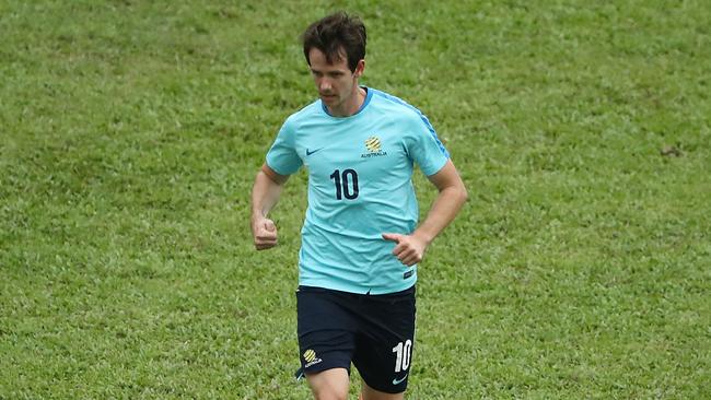 Socceroos forward Robbie Kruse training in Malaysia ahead of Thursday’s World Cup play-off first leg against Syria.