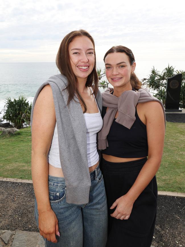 Zoe Gardiner and Rachel Gardiner at the Surf of Origin at Burleigh Beach. Picture: Annette Dew