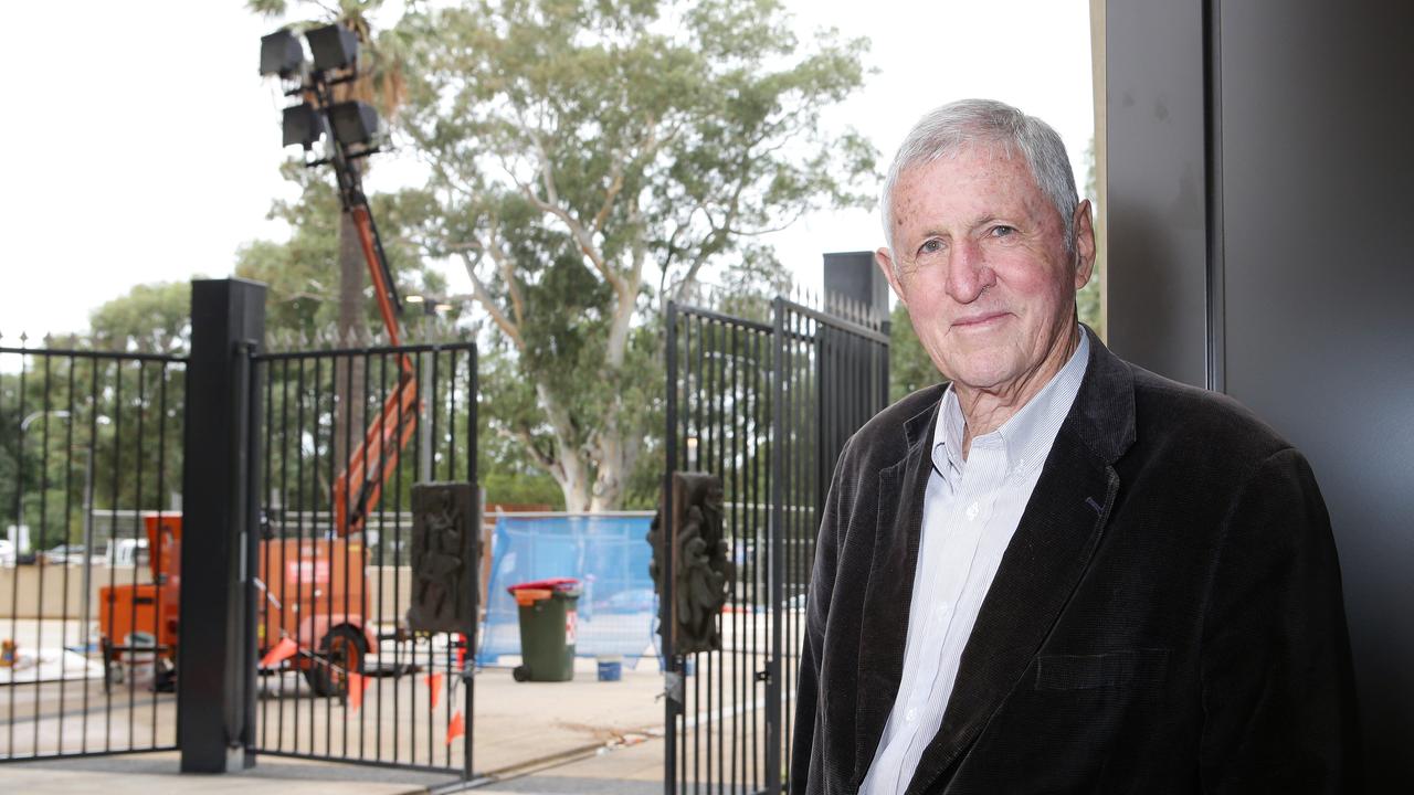Ian Hannaford in 2014 at the Victor Richardson Gates, which he designed. Picture: Sarah Reed