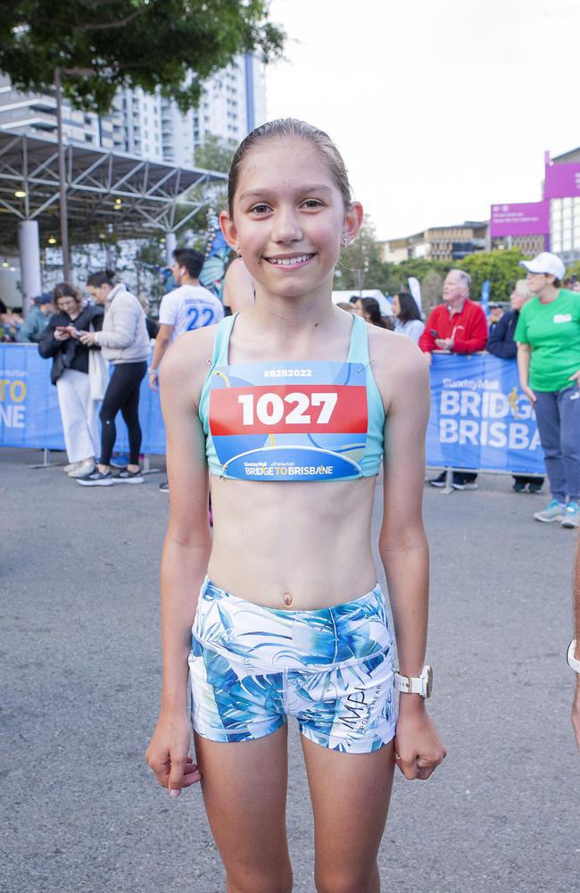 Emilia Schulze crossed the line ahead of her parents. Picture: Jerad Williams